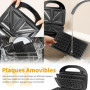 Gotoll Appareil à Croques Monsieur Gaufrier 3 en 1 Machine à Sandwich Maker Gauffre Presse Toaster Pain Plaques Remplaçables 750