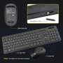 Rii RK200 Ensemble Clavier Souris sans Fil bureautique Clavier de Bureau 2.40Ghz AZERTY(Version Française) avec Taille Complète 