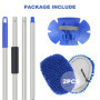 URAQT Brosse Lavage Voiture Télescopique, 160cm Nettoyage à Manche Long Vadrouille, 3en1 Microfibre Balai Pinceau, avec 2 têtes 