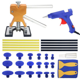 Tosucs Outil Débosselage sans Peinture Kit Débosselage Carrosserie 34 PCS avec Pistolet à Colle,Doré Dent Extracteur,pour Voitur
