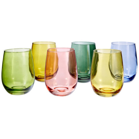 Tognana Tulip, Lot de 6 Verres 400 cc, verre, multicolor