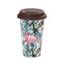 DeLonghi DLSC065 Tasse isotherme en céramique 295ml avec couvercle en silicone Motif fleurs, Ceinture