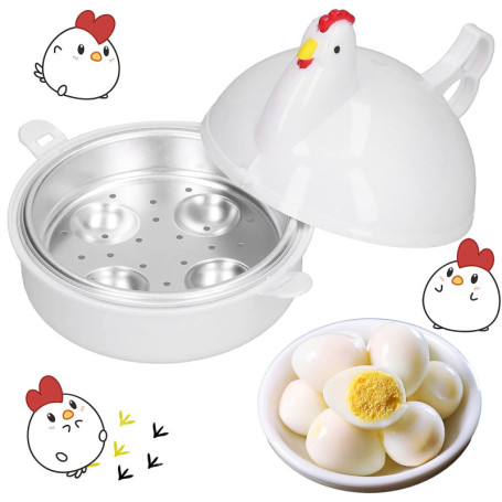 Wohlstand Egg Boiler,Cuiseur à Oeufs Big Boiley 13.3 * 15.7 * 15.7cm, Micro-Ondes Boiler Rapid Egg Cooking Appliances,4 Oeufs