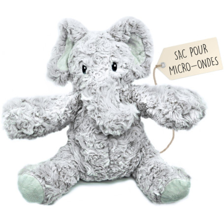 Bouillotte Micro-Onde Peluche (23 cm) - Bouillotte Peluche - Peluche Bouillotte Elefhant - Peluche Chauffante - Bouillotte Doudo