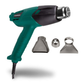VONROC Décapeur thermique 2000W / Pistolet à air chaud – 2 réglages de température – Accessoires et sac de rangement inclus
