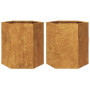 vidaXL Jardinières 2 pcs hexagone 46x40x45 cm Acier résistant aux intempéries, jardinière de Fleurs, jardinière de Patio, jardin