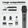 Talomen Microphone sans fil professionnel,système de dual microphone à 2.4 GHz Karaoké Dynamique Rechargeable avec Récepteur,160