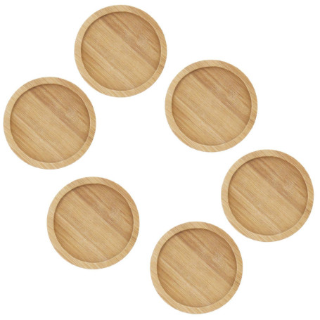 6pcs Succulentes Plateau en Bambou Plante Soucoupe Pot De Fleurs Set 3 Pouces