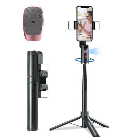 LenTok Trépied de téléphone avec télécommande, support de téléphone rotatif à 360° qui suit votre mouvement, perche à selfie de 