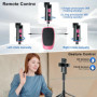 LenTok Trépied de téléphone avec télécommande, support de téléphone rotatif à 360° qui suit votre mouvement, perche à selfie de 