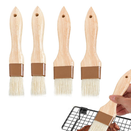 Lot de 4 Pinceau Alimentaire, Pinceaux à Pâtisserie pour Pâtisserie Pinceau Cuisine Poil Naturel Brosse à Beurre Badigeonnage Po