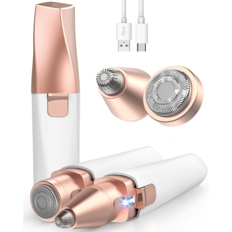 Rasoir Visage Electrique pour Femmes, 2 en 1 Rasoir sourcils Electrique Femme, Rechargeable Rasoir électrique 2 en 1 pour le vis