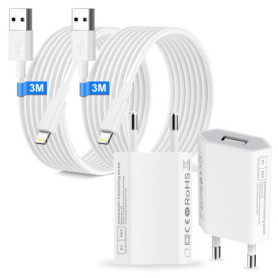 Chargeur iPhone [MFI Certifié], 4-Pack Chargeur USB et Câble de Chargeur iPhone 3M Câble pour i-Phone 14/13/12/11/X/XS/XR/8/7/6/