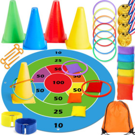 Lubibi 8-in-1 Ensemble de Jeu de Lancer d'Anneau pour Enfants, Livré avec Un Sac de Rangement Compact, pour Les Jeux de Lancer, 