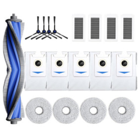 Geoviizon Lot de 18 accessoires de rechange compatibles avec ECOVACS X5 Omni (1 brosse principale, 4 brosses latérales, 4 filtre