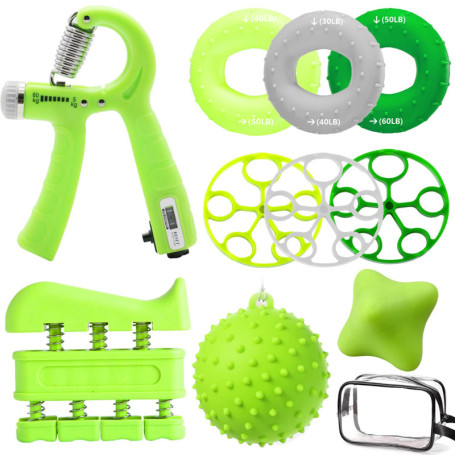 Hand Grip Musculation Main -10 Pack, Handgrip avant bras exercice des doigts, Poignée musculation, Balle anti-stress, Balle reed