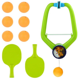 Guyode Raquette de Ping Pong, Ensemble Portatif D'entraîneur de Tennis de Table Suspendu D'intérieur, Balle Ping Pong Réglable, 