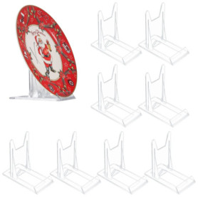 8 Pièces Support de Présentation Réglables, Supports de Plaque Affichage en Plastique Transparent, Support Assiette Decorative, 