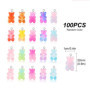 100 Pcs Charms Ours Gommeux Pendentifs mignon résine ours bonbons charmes en couleur vive dessin animé ours porte-clés bijoux co