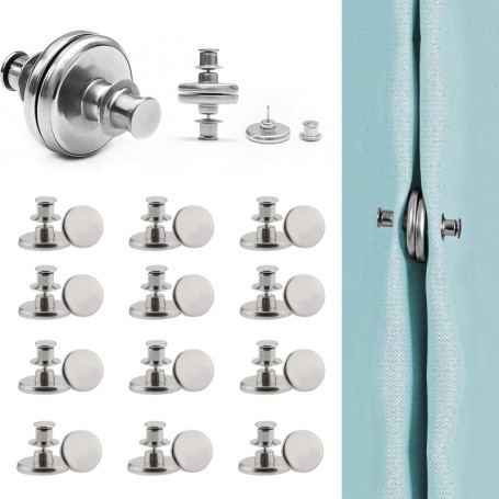 JAONLD 24 Pièces Aimant pour Rideaux, Argent Pince à Rideaux, Amovible Poids Magnétiques pour Rideaux, pour Chambre, Salon, Sall