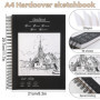 Carnet de Dessin A4 – Cahier de Dessin Premium, 50 Feuilles/100 Pages, 200 g/m², Carnet de Croquis à Spirale, Carnet Aquarelle p