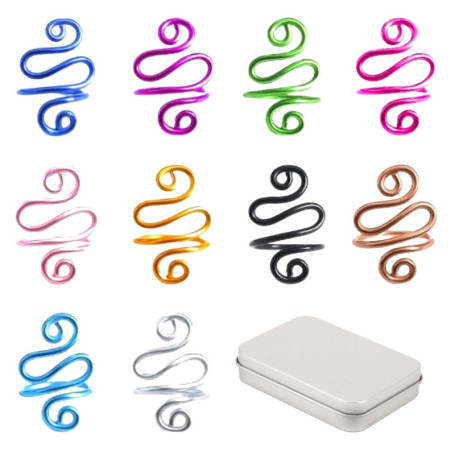 HDGSAFD Pack De 10 Cerceaux Au Crochet Et 1 Boîte De Rangement Rectangulaire, Outils De Tricot, Cerceaux Au Crochet en Métal, Ac