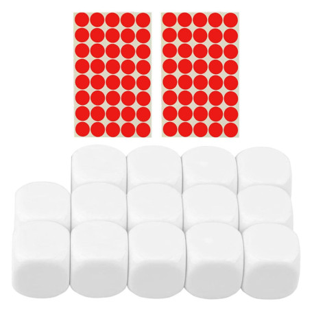 UDNFHL 14 Morceaux De Dés Blanc, 2 Autocollants D'Étiquettes, Cubes en Acrylique Vierges, Dés De Jeu Créatif, Peinture d'art Bri