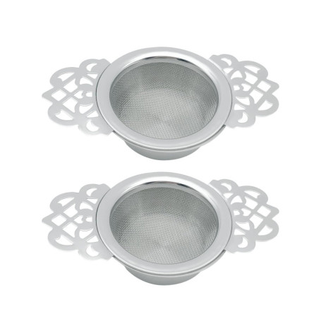 Lot de 2 passoires à thé avec bol, passoire en acier inoxydable pour thé en vrac, infuseur à thé en vrac, double poignée, mini p
