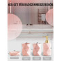 Lot de 4 accessoires de salle de bain en céramique avec porte-brosse à dents, distributeur de savon, porte-savon, gobelet à bros