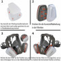 Masque respiratoire réutilisable complet pour le visage, masque à gaz, masque intégral avec filtre, masque industriel anti-pouss