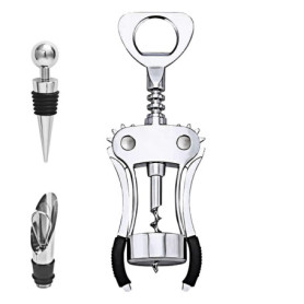Gvolatee Tire-bouchon à ailettes avec vis en spirale,décapsuleur en alliage de zinc avec bouchon à vin et bec verseur, pour bouc
