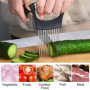 YPYMOD Porte Tranche Oignons, Coupe-Citron, Coupe-Légumes, Alimentaire Tranche Assistant(Noir, 10 Aiguilles D'oignon de 7cm)