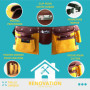 Ceinture porte outils en cuir de qualité avec 11 poches, ceinture ajustable en nylon, cadeau pour fête des pères pour bricoleur(
