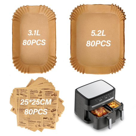 SdreMelo Papier Cuisson 240PCS Air Fryer Papier Cuisson Tefal/Moulinex 8.3L Air Fryer Dual 5.3L 3.1L Papier Air Fryer Tefal EY90
