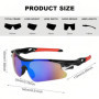 Bacxzomx 3Pcs Lunettes de Soleil de Sport, Lunette Velo Route, Lunettes de Cyclisme avec Protection UV400, pour Vélo, Moto, Cour