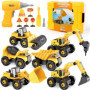 6 en 1 Démonter et Assembler Camion DIY Construction Véhicules Kit avec Jeu Perceuse Électrique pour Enfant Jeu éducatif de Garç