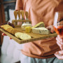 joeji's Kitchen Planche à Fromages - Bambou élégant en Bois - avec Ensemble Couteau et Fourchette - Planche à Charcuterie pour A