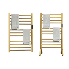 DUDYP Radiateur Sèche-Serviette Électrique Or Autoportant Et Mural Chauffe-Serviettes Électrique pour Salle De Bain avec Minuter