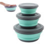 UQMIQURA Bols Pliables en Silicone Portable, 3 Pcs Pliable Camping Boîtes de Conservation Rondes Boîte de Conservation Pour le C
