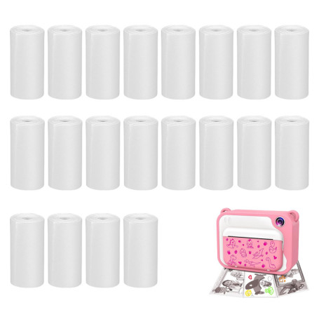 Rouleau Appareil Photo Enfant FHISKUNYU - Papier Thermique de 57x30mm, Pack de 20 Rouleaux, Papier Appareil Photo Enfant de Qual
