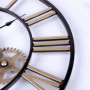 Lafocuse 60cm Horloge Murale Geante Métal, Engrenages Or Industrielle Silencieuse Pendule Murale Chiffres Romains Déco pour Salo