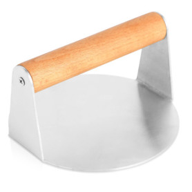 Smash Burger - Presse Steak Haché - Presse Burger, Acier Inoxydable avec Poignée en Bois Anti-Brûlure, pour Presser Burgers et É