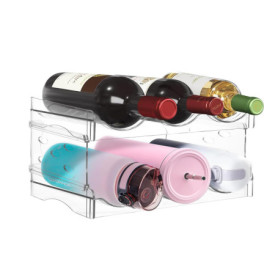Range Bouteille - Range Bouteille Frigo - 2 Pièces Range Bouteille Vin, en Plastique PET, Empilable, Contient jusqu'à 6 Bouteill