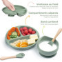 NEXROLA Assiette Bebe, 8 pièces, Vaisselle Bebe Silicone, Assiette Ventouse pour Bébé, Bol Cuillere Bavoir Bebe, Set Repas Bébé,