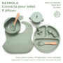 NEXROLA Assiette Bebe, 8 pièces, Vaisselle Bebe Silicone, Assiette Ventouse pour Bébé, Bol Cuillere Bavoir Bebe, Set Repas Bébé,