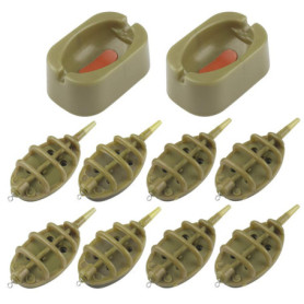 Chudian 10pcs Pêche Méthode Feeder en Ligne de pêche, Chargeur appât mangeoire Cage avec Moule pour pêche à la Carpe 15g 20g 25g