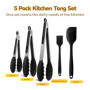 Lot de 5 pinces de cuisine en silicone résistantes à la chaleur - Avec pince métallique verrouillable - Pointes en silicone sans