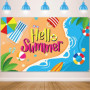 Banniere Hawaii Banderole Hello Summer 110 x 180 cm Toile de Fond d'été Decoration Ete Plage pour Summer Party, Piscine Fete, Th