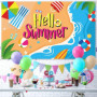 Banniere Hawaii Banderole Hello Summer 110 x 180 cm Toile de Fond d'été Decoration Ete Plage pour Summer Party, Piscine Fete, Th