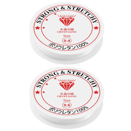 Fils Bracelet éLastique, 2 Rouleaux Fil Elastique pour Bracelet Resistantelastique, 0,4-0,6mm éLastique pour Bracelet, 24m Fil N